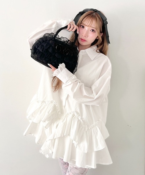 Loueme(ルエム)の「【500mlボトル対応】ローズレースバッグ(ハンドバッグ・レディース・ブラック/レッド/ピンク・FREE)」の5枚目の写真