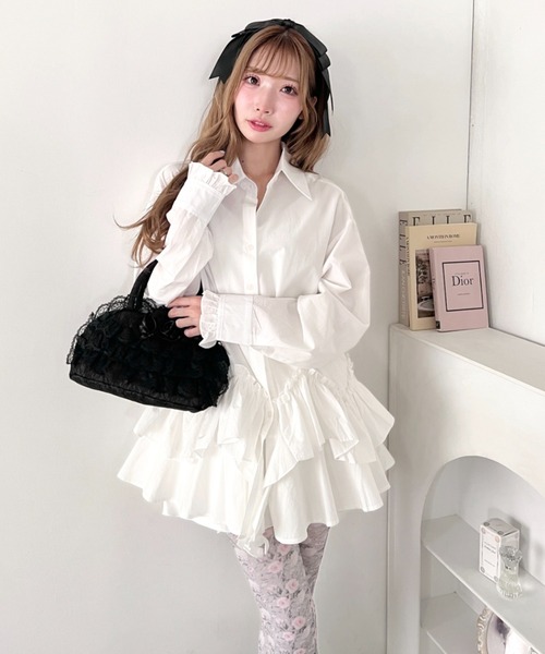 Loueme(ルエム)の「【500mlボトル対応】ローズレースバッグ(ハンドバッグ・レディース・ブラック/レッド/ピンク・FREE)」の7枚目の写真