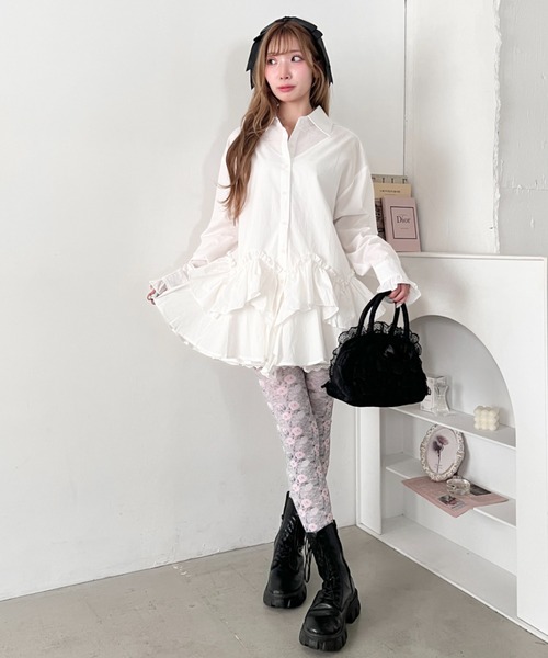 Loueme(ルエム)の「【500mlボトル対応】ローズレースバッグ(ハンドバッグ・レディース・ブラック/レッド/ピンク・FREE)」の8枚目の写真