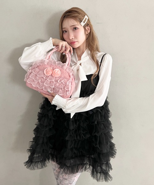 Loueme(ルエム)の「【500mlボトル対応】ローズレースバッグ(ハンドバッグ・レディース・ブラック/レッド/ピンク・FREE)」の13枚目の写真