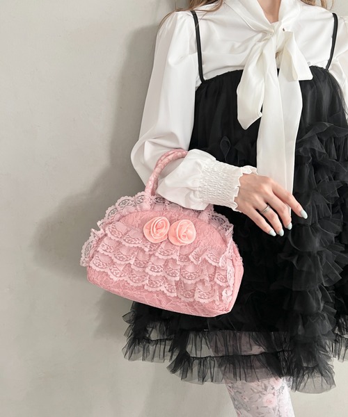 Loueme(ルエム)の「【500mlボトル対応】ローズレースバッグ(ハンドバッグ・レディース・ブラック/レッド/ピンク・FREE)」の11枚目の写真