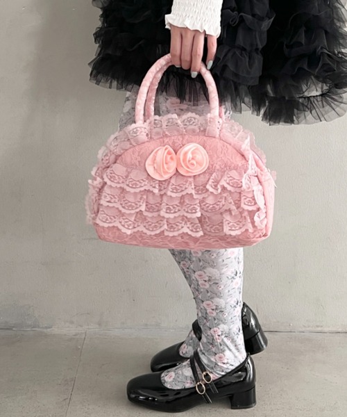 Loueme(ルエム)の「【500mlボトル対応】ローズレースバッグ(ハンドバッグ・レディース・ブラック/レッド/ピンク・FREE)」の12枚目の写真