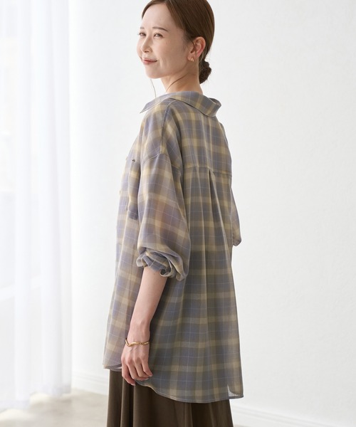 ROPE' PICNIC（ロペピクニック）の「シアーマドラスチェックボイルシャツ（シャツ/ブラウス・レディース・ラベンダー/オフホワイト/ブラック・FREE）」の16枚目の写真