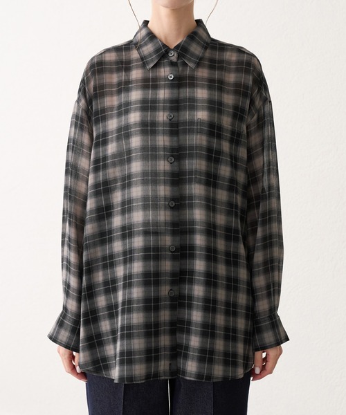 ROPE' PICNIC（ロペピクニック）の「シアーマドラスチェックボイルシャツ（シャツ/ブラウス・レディース・ラベンダー/オフホワイト/ブラック・FREE）」の17枚目の写真