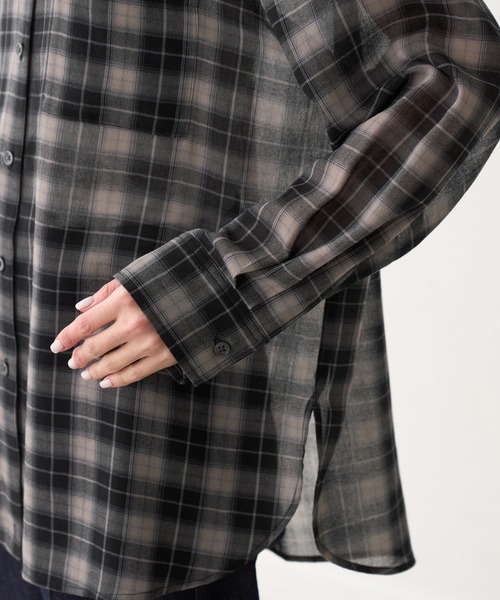 ROPE' PICNIC（ロペピクニック）の「シアーマドラスチェックボイルシャツ（シャツ/ブラウス・レディース・ラベンダー/オフホワイト/ブラック・FREE）」の11枚目の写真