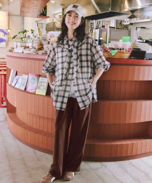 ROPE' PICNIC(ロペピクニック)の「シアーマドラスチェックボイルシャツ/セットアップ対応(シャツ/ブラウス・レディース・ラベンダー/オフホワイト/ブラック・FREE)」の8枚目の写真