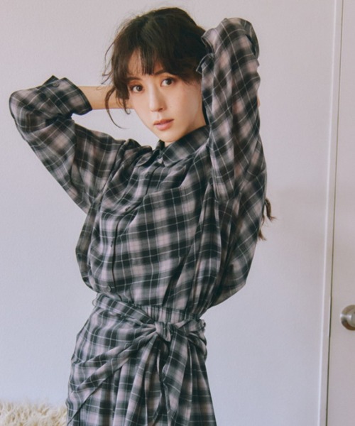 ROPE' PICNIC(ロペピクニック)の「シアーマドラスチェックボイルシャツ/セットアップ対応(シャツ/ブラウス・レディース・ラベンダー/オフホワイト/ブラック・FREE)」の13枚目の写真