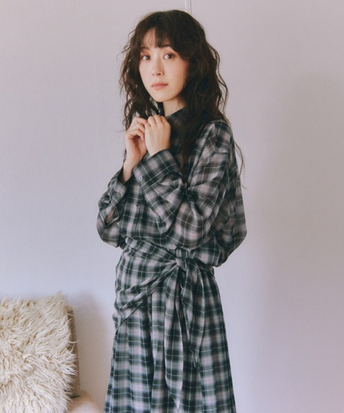 ROPE' PICNIC(ロペピクニック)の「シアーマドラスチェックボイルシャツ/セットアップ対応(シャツ/ブラウス・レディース・ラベンダー/オフホワイト/ブラック・FREE)」の14枚目の写真