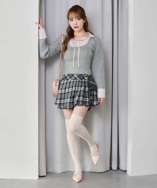 one after another NICE CLAUP(ワンアフターアナザーナイスクラップ)の「【ZOZO限定リバイバル】シャツドッキングレイヤードニット(ニット/セーター・レディース・アイボリー/グレー/ネイビー/ベージュ・FREE)」の6枚目の写真