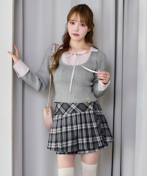 one after another NICE CLAUP(ワンアフターアナザーナイスクラップ)の「【ZOZO限定リバイバル】シャツドッキングレイヤードニット(ニット/セーター・レディース・アイボリー/グレー/ネイビー/ベージュ・FREE)」の8枚目の写真