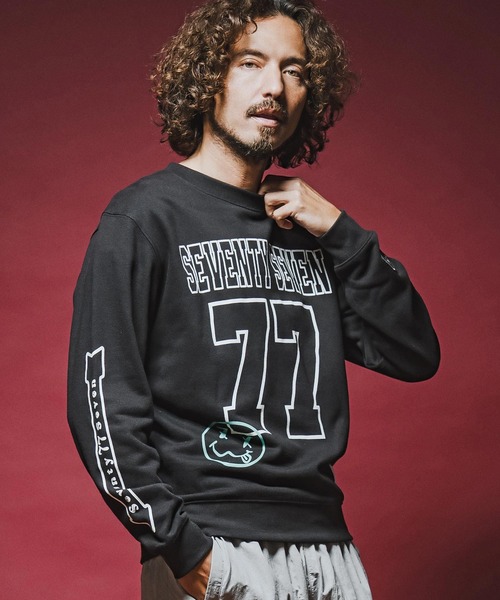 seventy seven(セブンティセブン)の「msw1914- middle oz trainer (77number) スウェット(7726W270)(スウェット・メンズ・ホワイト/ブラック/トップグレー・S/M/L/XL)」の2枚目の写真