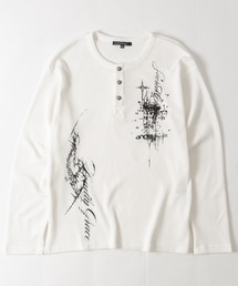 【31】レタリングロゴ ワッフルヘンリーネック Tシャツ ソリッド/ピグメント