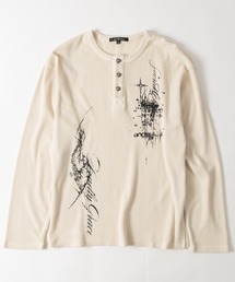 【31】レタリングロゴ ワッフルヘンリーネック Tシャツ ソリッド/ピグメント