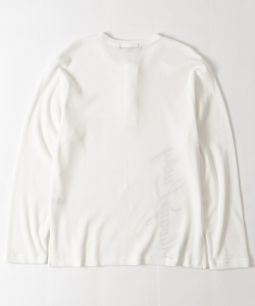 JOHN'S CLOSET(ジョンズクローゼット)の「【31】レタリングロゴ ワッフルヘンリーネック Tシャツ ソリッド/ピグメント(Tシャツ/カットソー・メンズ・レッド/ブラック系2/ホワイト系1/ブラック系1/チャコールグレー/ホワイト系2/アイボリー・SMALL/MEDIUM/LARGE)」の17枚目の写真