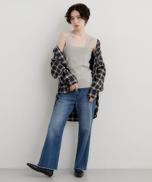 THE SHOP TK （ザ ショップ ティーケー ）の「レース切り替え スクエアリブタンクトップ（タンクトップ・レディース・ライトグレー/ブラック/オフホワイト・13/12）」の10枚目の写真
