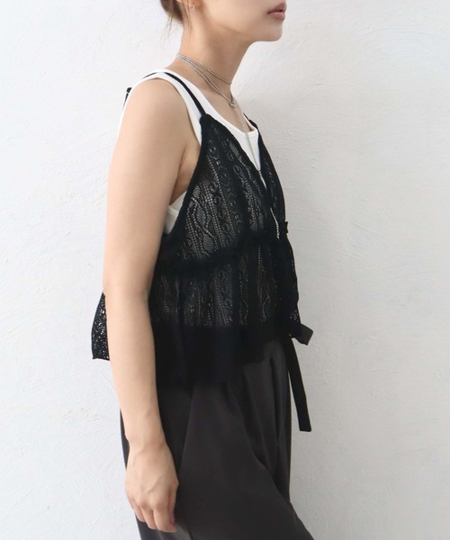 CECIL McBEE(セシルマクビー)の「【CECIL McBEE】クロシェ風フリルビスチェxタンクトップSET(Tシャツ/カットソー・レディース・ブラウン/オフホワイト・LARGE/MEDIUM)」の10枚目の写真