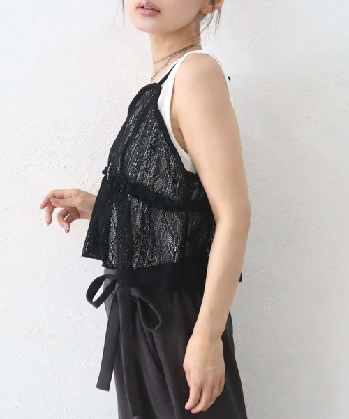 CECIL McBEE(セシルマクビー)の「【CECIL McBEE】クロシェ風フリルビスチェxタンクトップSET(Tシャツ/カットソー・レディース・ブラウン/オフホワイト・LARGE/MEDIUM)」の11枚目の写真
