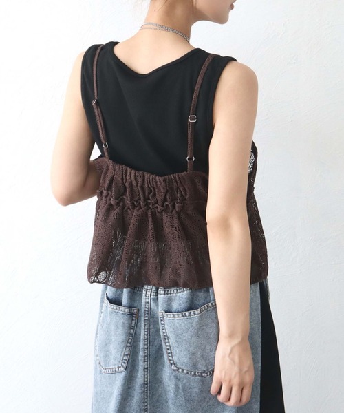 CECIL McBEE(セシルマクビー)の「【CECIL McBEE】クロシェ風フリルビスチェxタンクトップSET(Tシャツ/カットソー・レディース・ブラウン/オフホワイト・LARGE/MEDIUM)」の5枚目の写真