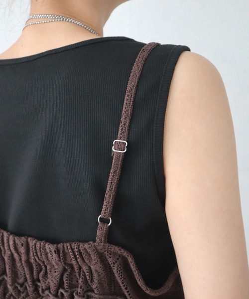 CECIL McBEE(セシルマクビー)の「【CECIL McBEE】クロシェ風フリルビスチェxタンクトップSET(Tシャツ/カットソー・レディース・ブラウン/オフホワイト・LARGE/MEDIUM)」の8枚目の写真