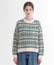 Wool Pattern Round Knit (Cream)