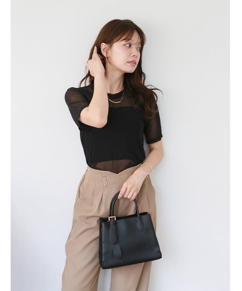 fifth（フィフス）の「クルーネック半袖シアープルオーバー（Tシャツ/カットソー・レディース・ブラック/ホワイト・M）」の4枚目の写真