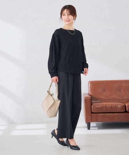 a.v.v(アーヴェヴェ)の「シアーフラワージャガードトップス(Tシャツ/カットソー・レディース・アイボリー/ブラック・40/38)」の15枚目の写真