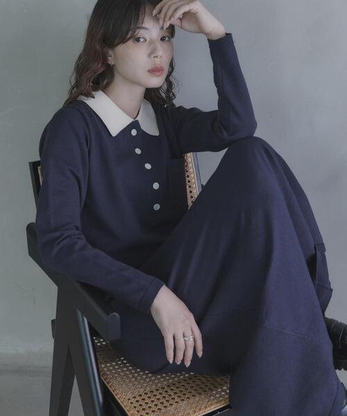 URBAN RESEARCH Sonny Label(アーバンリサーチサニーレーベル)の「ニットポロワンピース(ワンピース・レディース・ブラウン/ネイビー/ブラック・FREE)」の1枚目の写真