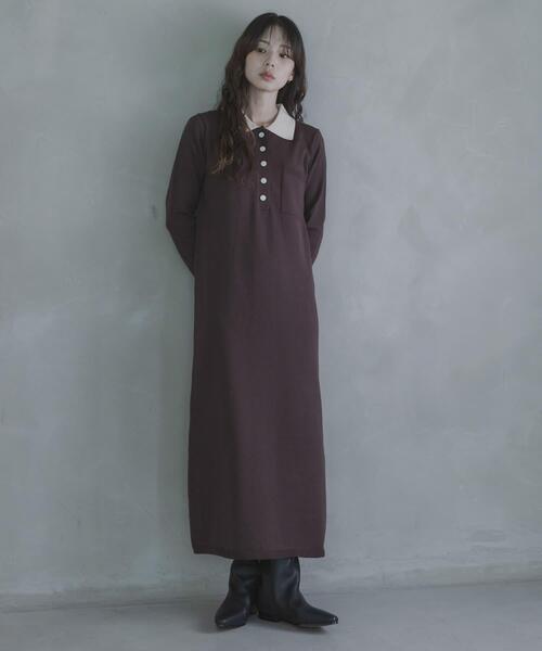URBAN RESEARCH Sonny Label(アーバンリサーチサニーレーベル)の「ニットポロワンピース(ワンピース・レディース・ブラウン/ネイビー/ブラック・FREE)」の3枚目の写真