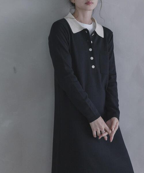 URBAN RESEARCH Sonny Label(アーバンリサーチサニーレーベル)の「ニットポロワンピース(ワンピース・レディース・ブラウン/ネイビー/ブラック・FREE)」の2枚目の写真