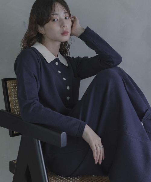 URBAN RESEARCH Sonny Label(アーバンリサーチサニーレーベル)の「ニットポロワンピース(ワンピース・レディース・ブラウン/ネイビー/ブラック・FREE)」の19枚目の写真