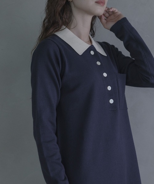 URBAN RESEARCH Sonny Label(アーバンリサーチサニーレーベル)の「ニットポロワンピース(ワンピース・レディース・ブラウン/ネイビー/ブラック・FREE)」の20枚目の写真