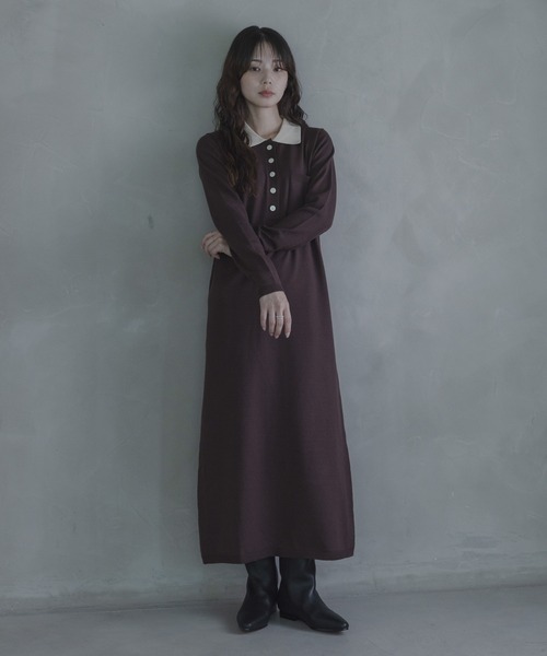 URBAN RESEARCH Sonny Label(アーバンリサーチサニーレーベル)の「ニットポロワンピース(ワンピース・レディース・ブラウン/ネイビー/ブラック・FREE)」の4枚目の写真