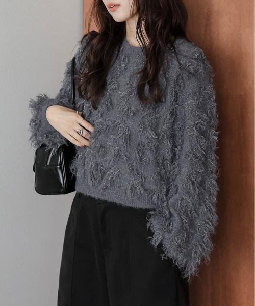 AMELY(エミリー)の「フリンジデザインニットプルオーバー(その他トップス・レディース・グレー/ベージュ/テラコッタ/ブラック・フリー)」の13枚目の写真