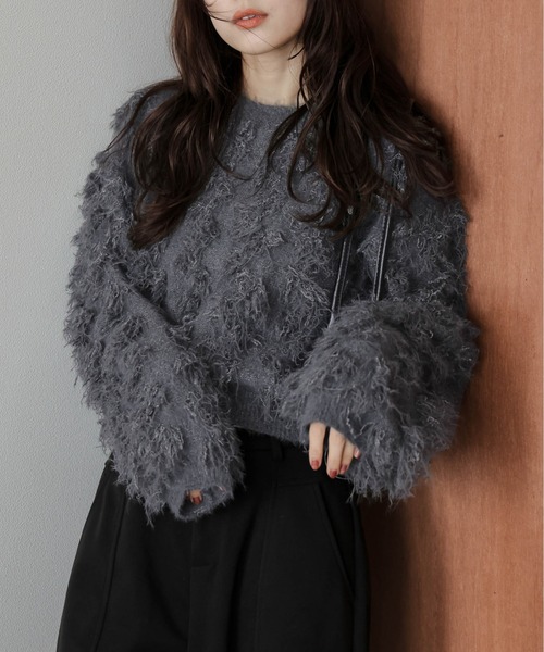 AMELY(エミリー)の「フリンジデザインニットプルオーバー(その他トップス・レディース・グレー/ベージュ/テラコッタ/ブラック・フリー)」の16枚目の写真