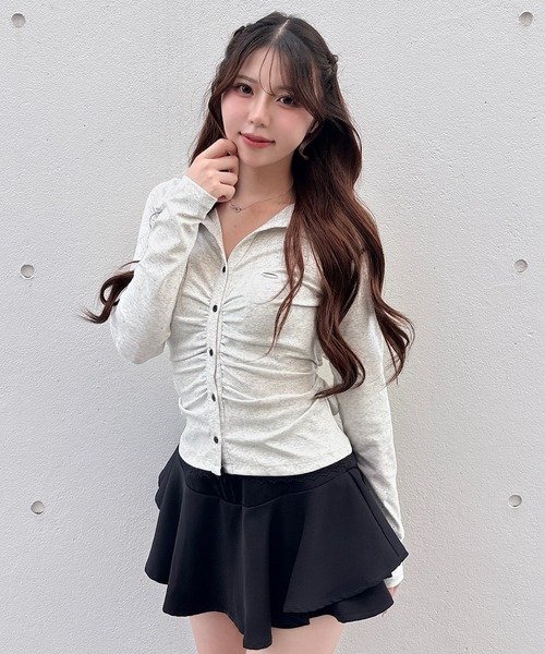 NOMAE(ノーマエ)の「シャーリングカットシャツ(Tシャツ/カットソー・レディース・ブラック/グレー/ブラウン系その他/ベージュ系その他・FREE)」の3枚目の写真