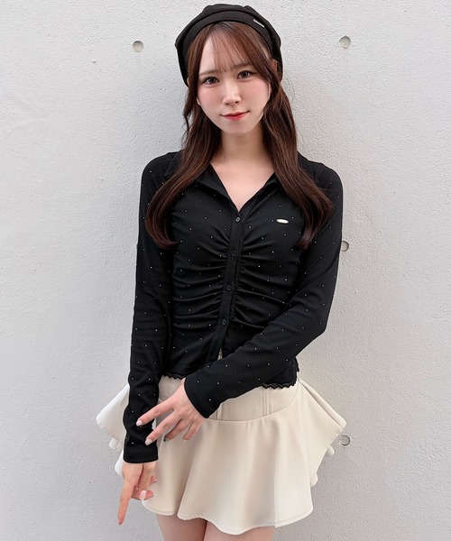 NOMAE(ノーマエ)の「シャーリングカットシャツ(Tシャツ/カットソー・レディース・ブラック/グレー/ブラウン系その他/ベージュ系その他・FREE)」の2枚目の写真