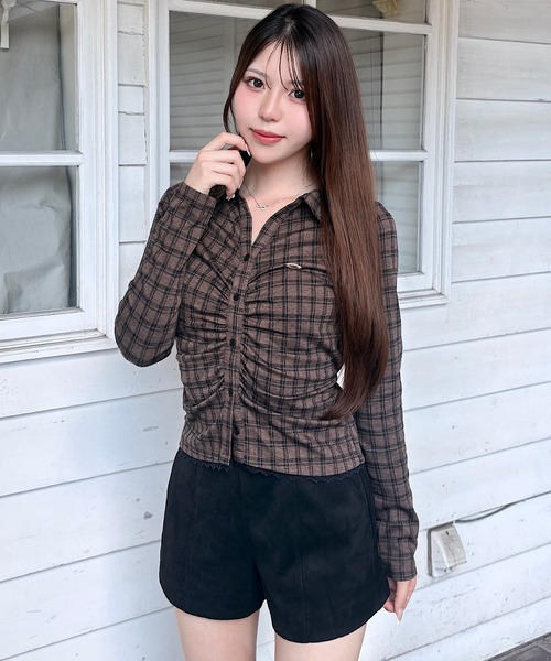 NOMAE(ノーマエ)の「シャーリングカットシャツ(Tシャツ/カットソー・レディース・ブラック/グレー/ブラウン系その他/ベージュ系その他・FREE)」の9枚目の写真