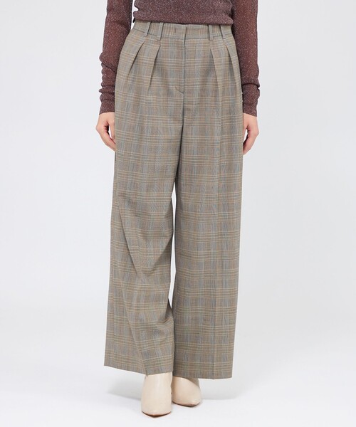 EPOCA(エポカ)の「グレンチェックストレッチ ワイドストレートパンツ(その他パンツ・レディース・ベージュ・38/40)」の1枚目の写真