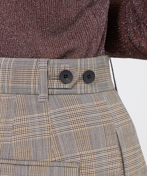 EPOCA(エポカ)の「グレンチェックストレッチ ワイドストレートパンツ(その他パンツ・レディース・ベージュ・38/40)」の2枚目の写真