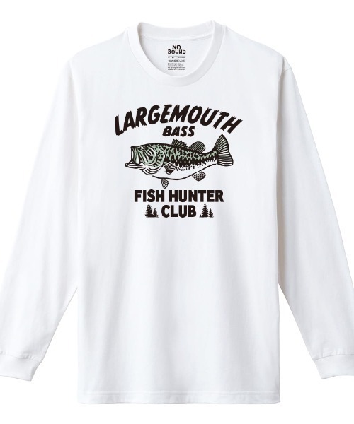 NOBOUND(ノーバウンド)の「NOBOUND(ノーバウンド) 長袖Tシャツ バスイラスト フィッシング プリント レギュラーシルエット ロンT トップス カットソー メンズ ユニセックス(Tシャツ/カットソー・メンズ・ブラック/ホワイト/ヘザーグレー/アーミー・M/L/XL)」の2枚目の写真