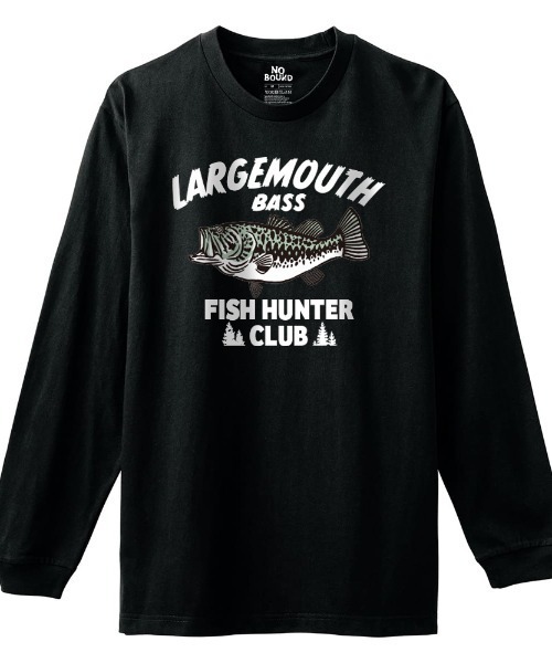 NOBOUND(ノーバウンド)の「NOBOUND(ノーバウンド) 長袖Tシャツ バスイラスト フィッシング プリント レギュラーシルエット ロンT トップス カットソー メンズ ユニセックス(Tシャツ/カットソー・メンズ・ブラック/ホワイト/ヘザーグレー/アーミー・M/L/XL)」の3枚目の写真