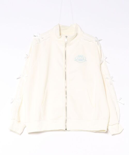 Anely(アネリー)の「スタンドカラー リボン 配色ライン ジップアップ ジャケット(パーカー・レディース・ネイビー/ホワイト/アイボリー・FREE)」の19枚目の写真