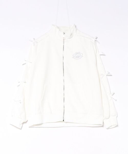 Anely(アネリー)の「スタンドカラー リボン 配色ライン ジップアップ ジャケット(パーカー・レディース・ネイビー/ホワイト/アイボリー・FREE)」の14枚目の写真