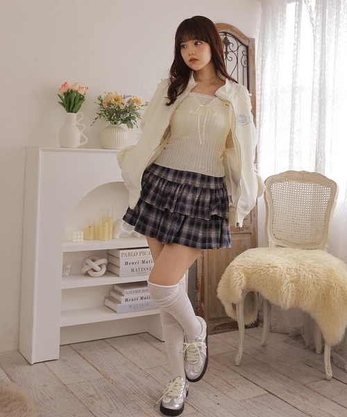 Anely(アネリー)の「スタンドカラー リボン 配色ライン ジップアップ ジャケット(パーカー・レディース・ネイビー/ホワイト/アイボリー・FREE)」の10枚目の写真