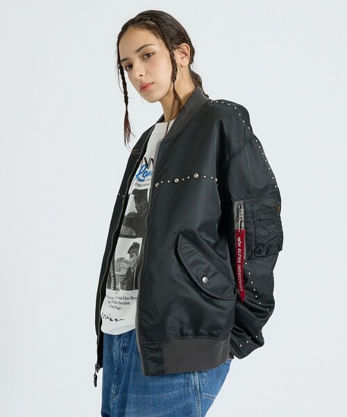 Alpha Industries(アルファインダストリーズ)の「【Alpha Industries(アルファ インダストリーズ)】L-2B HG FIT (EMBELLISHED) / スタッズ / フライトジャケット / ユニセックス(ブルゾン・メンズ・ブラック/グレー系その他・M/XL/L)」の1枚目の写真
