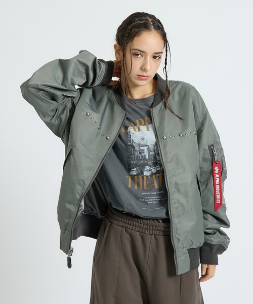 Alpha Industries(アルファインダストリーズ)の「【Alpha Industries(アルファ インダストリーズ)】L-2B HG FIT (EMBELLISHED) / スタッズ / フライトジャケット / ユニセックス(ブルゾン・メンズ・ブラック/グレー系その他・M/XL/L)」の6枚目の写真