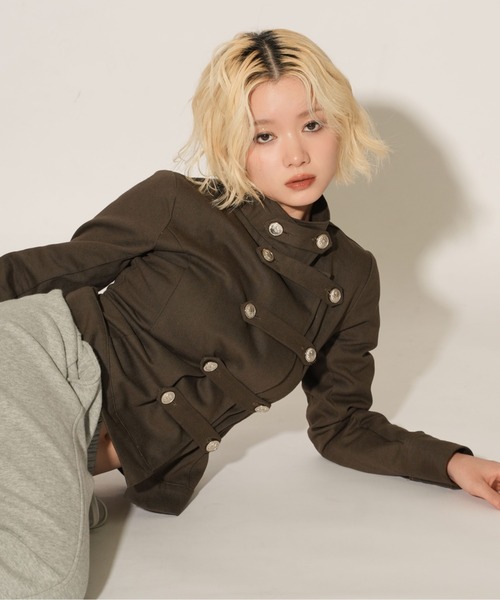 sedacle girl(セダクルガール)の「ナポレオンジャケット(その他アウター・レディース・ライトベージュ/チャコールグレー・MEDIUM/SMALL)」の4枚目の写真