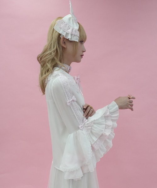 axes femme(アクシーズファム)の「丸襟姫袖ブラウス(シャツ/ブラウス・レディース・ホワイト/ピンク/その他1・MEDIUM)」の5枚目の写真