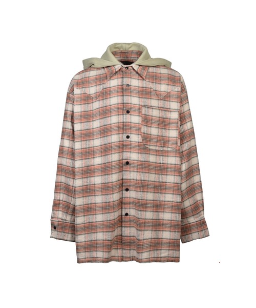 JUN/NAKAYAMA(ジュンナカヤマ)の「HOODED FLANNEL SHIRTS(シャツ/ブラウス・メンズ・ブラウン/アッシュ/オレンジ・OS)」の3枚目の写真