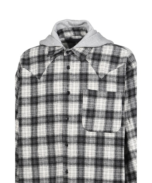 JUN/NAKAYAMA(ジュンナカヤマ)の「HOODED FLANNEL SHIRTS(シャツ/ブラウス・メンズ・ブラウン/アッシュ/オレンジ・OS)」の5枚目の写真